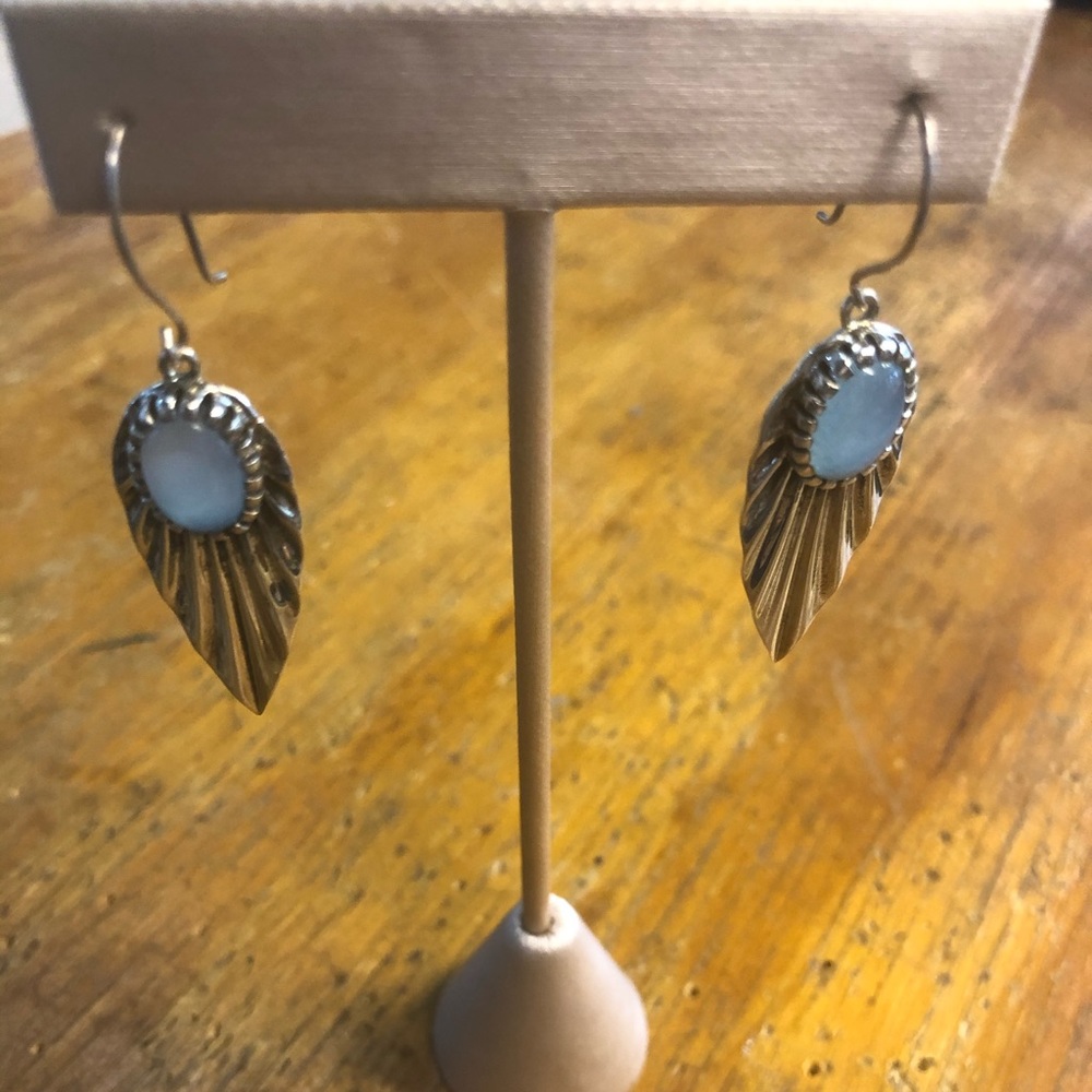 Artistically set Chalcedony earrings